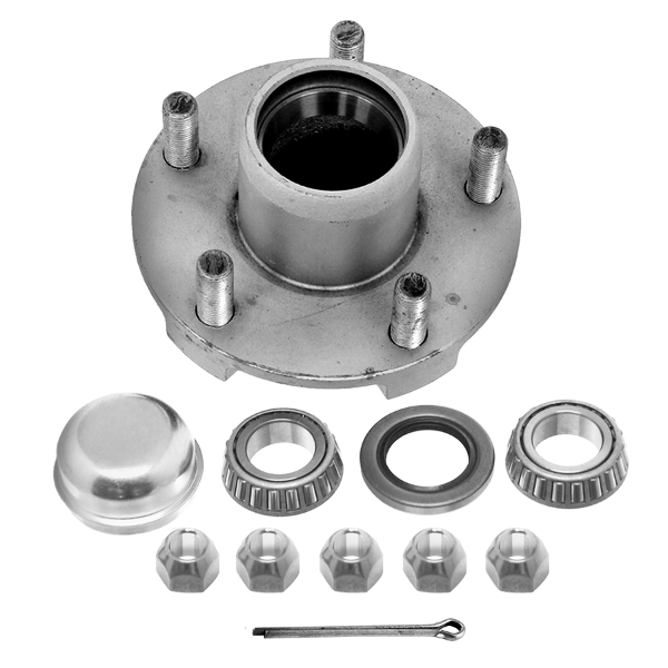 Boat Trailer Hub Kit 1in Spindle 5 Bolts on 4 1/2" Galvanized