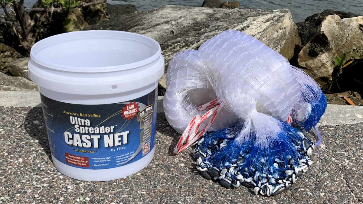 Fitec GS 1000 Ultra Spreader Mullet Cast Net - 6' 6 ft. Radius With 1" Mesh and 1 Lb of Lead Per Foot.