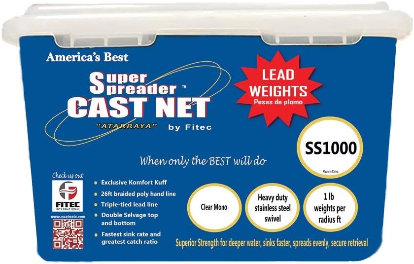 Fitec SS-1000 Series Super Spreader Clear Cast Net 3/16" x 8'.