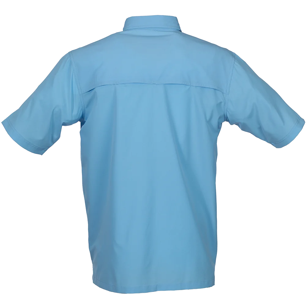 Bimini Bay Placid Blue Flats V Men's Short Sleeve Shirt Featuring BloodGuard Plus.