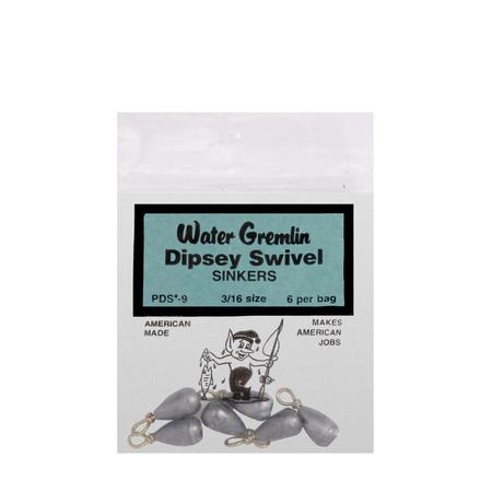 Water Gremlin PDS-9 Dipsey Swivel Sinker 3/16oz 6Pc