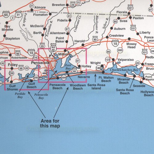 Top Spot Fishing Map N-223 Pensacola Florida Area.