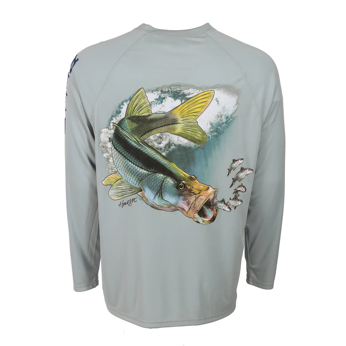 Hook M’ Men's Long Sleeve Performance Shirt - Snook 2 Gray Mist.