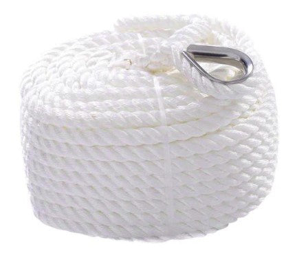 AAMSTRAND 1/2"x 150' Twisted Anchor Line White 3-Strand.