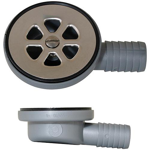 Scandvik 10307 Cockpit or Shower Drain Fits 2-1/16" Drain Hole, 1" Hose Barb Outlet.