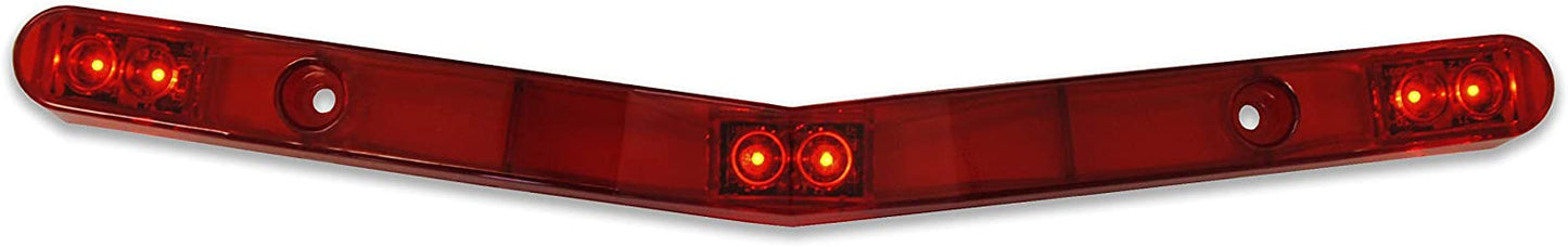 Jammy 14" V-Shaped LED ID Bar Light with 7° Bend for Marine Trailers - Red LED