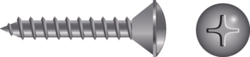 SeaChoice Phillips Tapping Screws - Oval Head, #10 x 3/4" 18-8 Stainless Steel