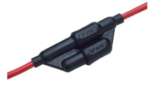 SeaChoice Watertight In-Line Fuse Holder with Spare (2 Fuses Included).