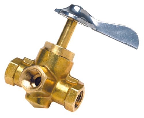 SeaChoice Brass 3-Way Fuel Line Valve 1/4" Inch.
