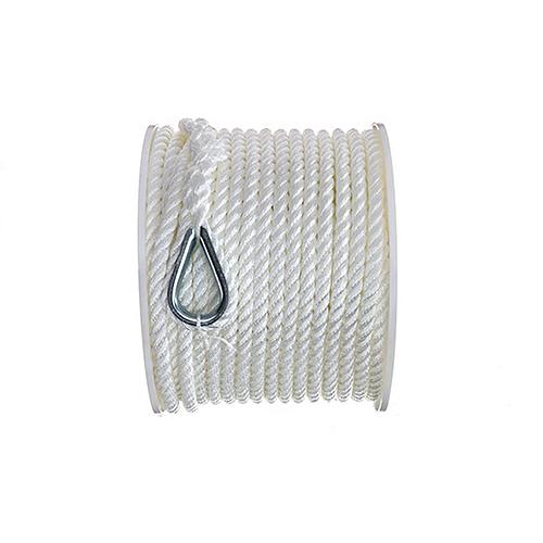 SeaChoice Anchor Line Rope, 3-Strand Twisted, White, Nylon, 3/8" x 150 Ft.