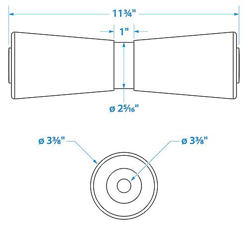 SeaChoice Heavy Duty Keel Roler - Black - 12" Inch.