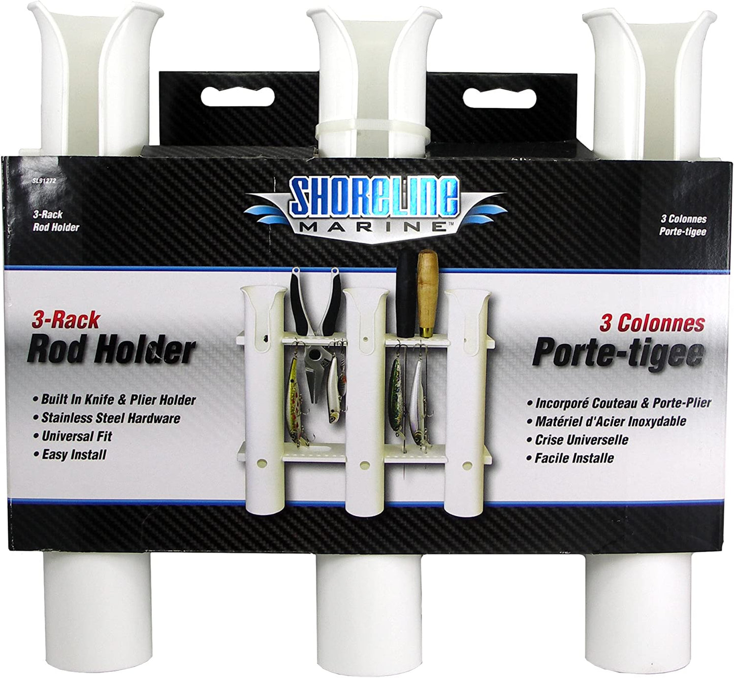 Shoreline Marine SL91272 Rod Holder 3-Rack Deluxe - White.