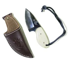 Rill Simple Tools Frontier Fixed Mini Bone Handle Skinner Knife with Sheath.