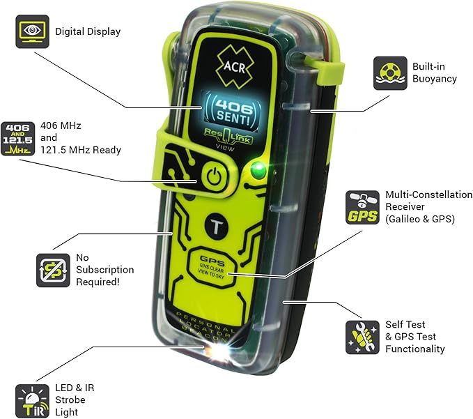 ACR ResQLink™ View 2922 Personal Locator Beacon EPIRB Digital Display