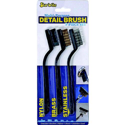 Star Brite 40073 Multipurpose Detail Brush Set, Nylon, Brass, Stainless. (3 Pack)