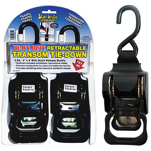 StarBrite Sta-Put 60428 2" Heavy Duty Retractable Tie Downs (2 Per Pack).