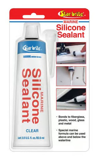 StarBrite Waterproof Silicone Sealant, UV Resistant - Clear 2.8 Ounce.