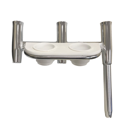 Tigress Offset Triple Aluminum Rod Holder with Storage Cup Holders - Port Side.