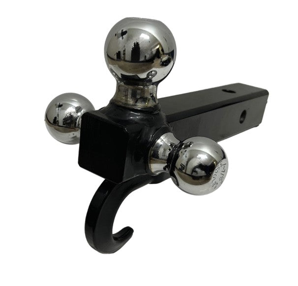 Tri-Ball Trailer Hitch Ball Mount, (1-7/8 Inch, 2 Inch, 2-5/16 Inch Trailer Hitch Balls), with Claw, Fits 2 Inch Square Receiver, 10,000 lbs. Capacity, Black.