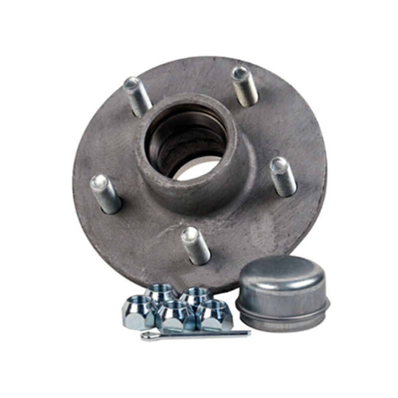 Galvanized Trailer Hub Kit 1-1/16" Spindle 5 Stud x 4.5" Bolt Circle 1,250lb Capacity.