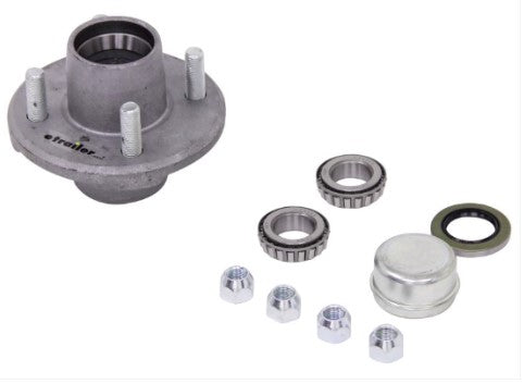 WaterLand Galvanized Trailer Hub Kit 1" Spindle 4 Lug x 4" Bolt Circle 1,250lb Capacity.