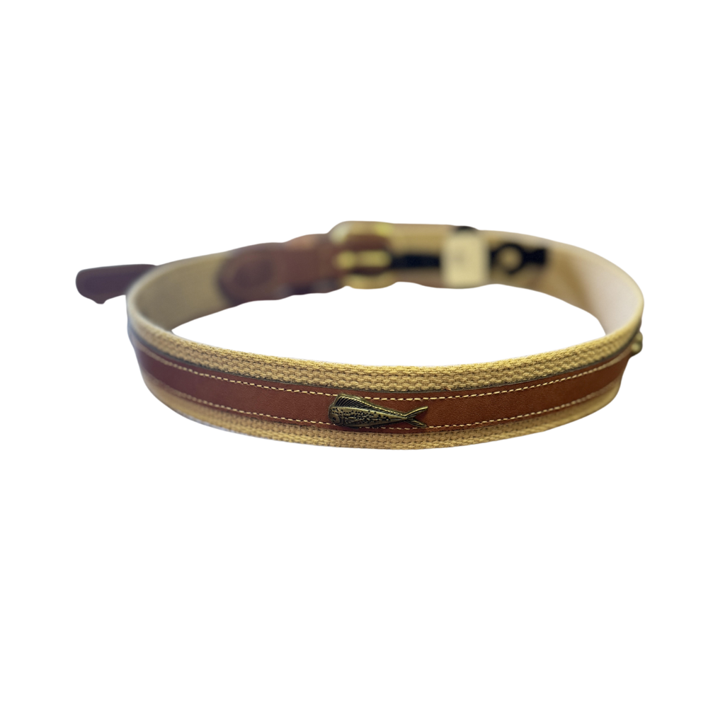 Zep-Pro Tan Leather Pinstripe Dolphin Belt