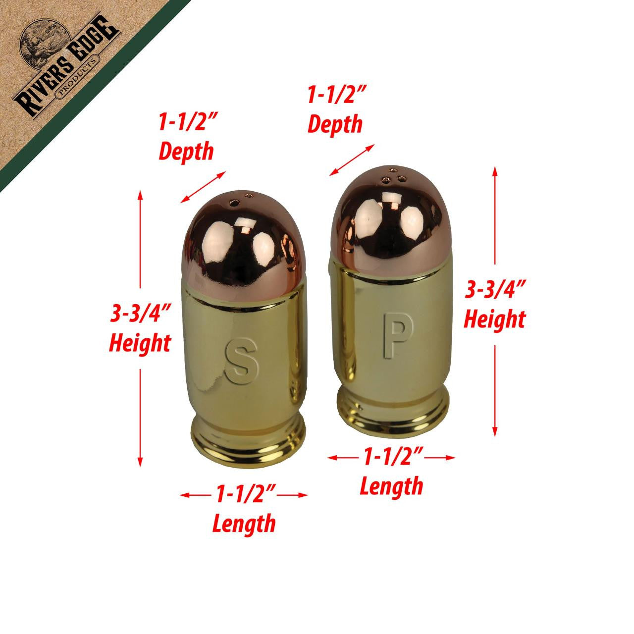 Rivers Edge Products Bullet Salt & Pepper Shaker