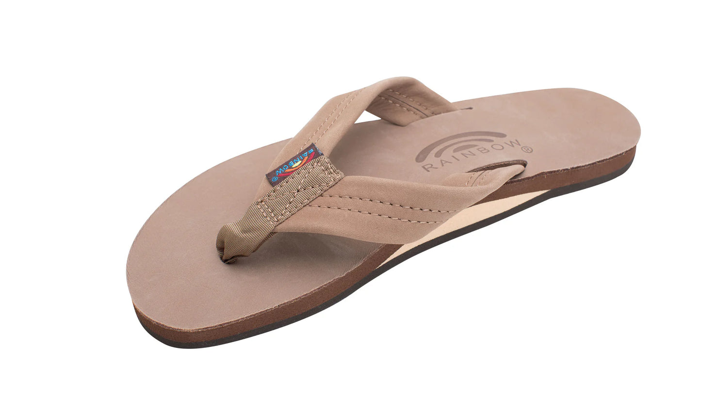 Rainbow Sandals LADIES SINGLE LAYER ARCH SUPPORT PREMIER LEATHER WITH 1" STRAP Size Large 7.5-8.5