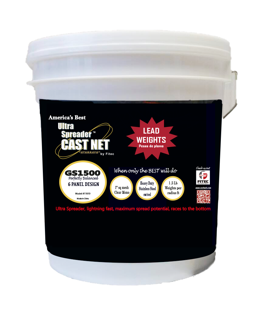 Fitec GS 1500 Series Cast Net 1" Clear Mono 12 ft 12'.