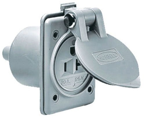 Hubbell HBL61CM65 Marine Hull Outlet 20A 125V 5-20R Gray