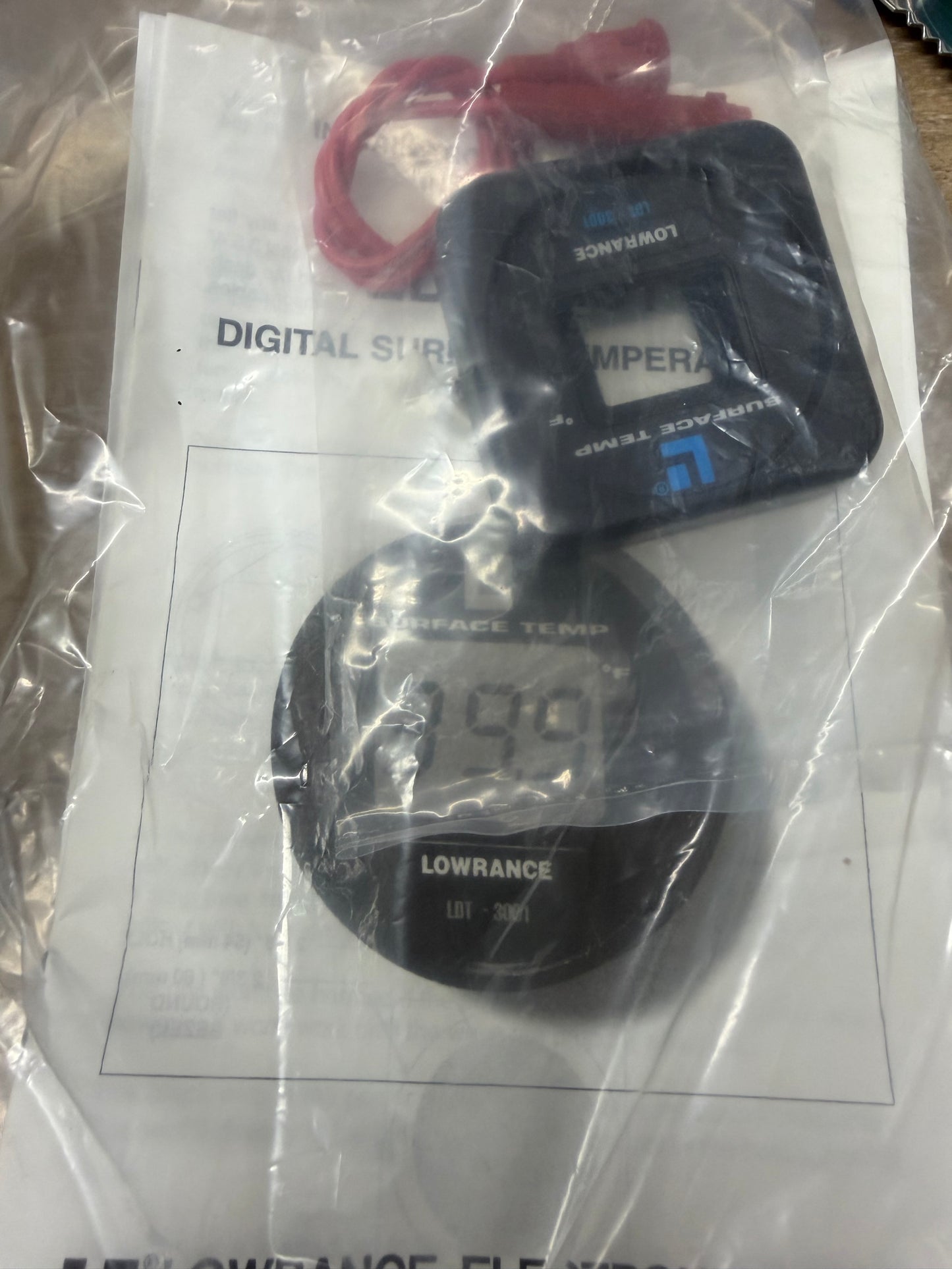 Lowrance 3001 2-3/8" Water Surface Temp Instrument Gauge Black Square Faceplate