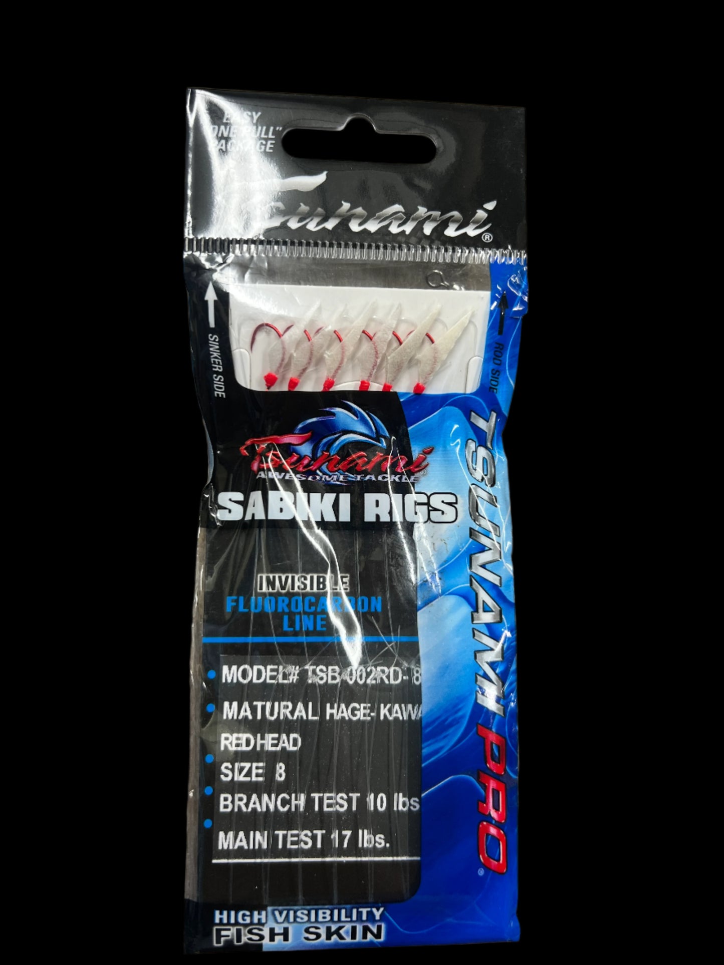 Tsunami TSB-002RD Pro Fluorocarbon Natural Sabiki Rig Red Hooks