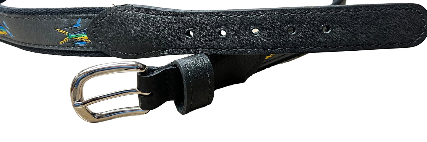 Zep-Pro Zeppelin Ribbon Belt Grey Dolphin Black Belt Silver Buckle