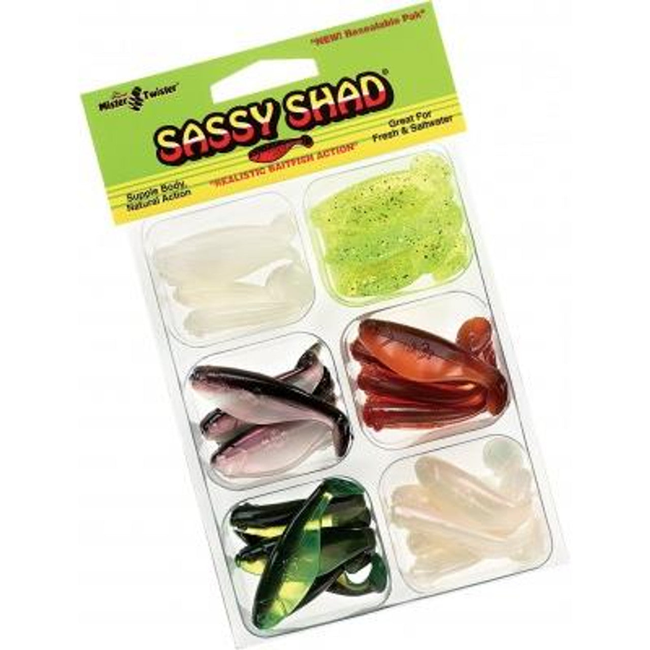 Mister Twister Sassy Shad - Chartreuse/Black Back Mister Twister Sassy Shad - Chartreuse/Black Back