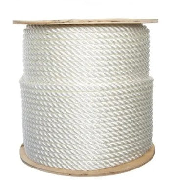 1/4" Bulk Twisted Nylon Line 3-Strand - White - Sold Per Foot.