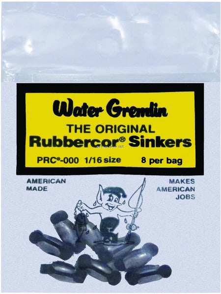 Water Gremlin 1/16 oz PRC000 RUBBERCORE SINKERS - IN ZIP SEAL BAGS