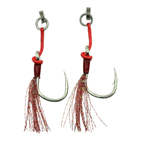 Pro Jigger Single Assist Hooks With Triple Split Ring, 2/0 Pro Jigger Single Assist Hooks With Triple Split Ring, 2/0