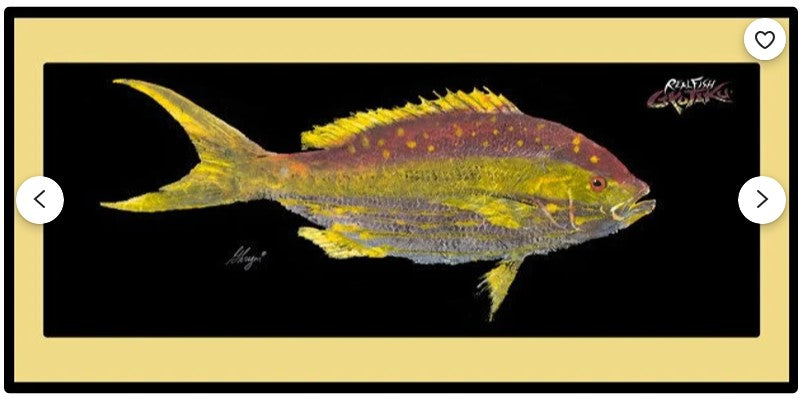Realfish Gyotaku “ Yellowtail Snapper “ Floor Door Mat 18" x 40"