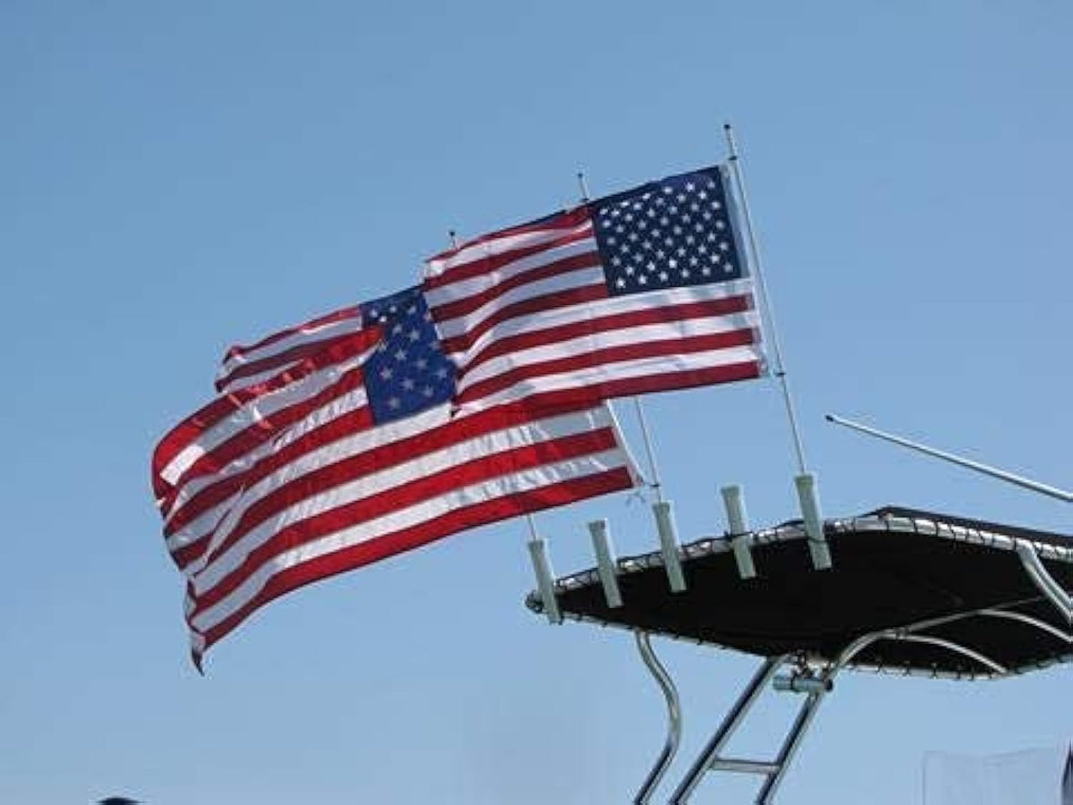 Premium Rod Holder Boat Flagpole with Swiveling Mounts - (No Flag) - 4.5' Foot.