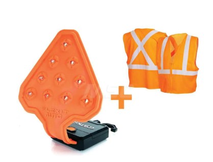 FLEXIT Auto Boat Trailer Roadside Safety Kit - Flexible Flashlight W/Hazard + Reflective Safety Vest
