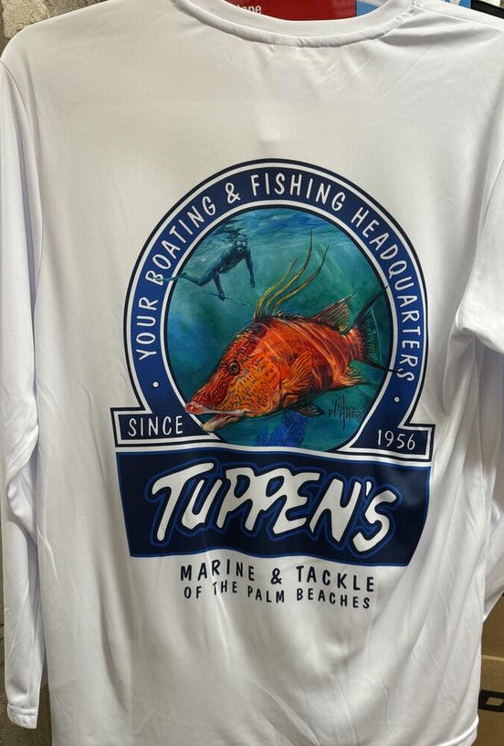 Tuppen's Hogfish Performance White Long Sleeve T-Shirt