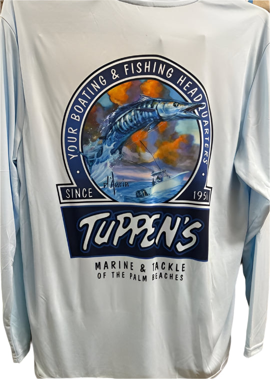 Tuppen's Wahoo Long Sleeve Performance Ice Blue - SPF-50 T-Shirt
