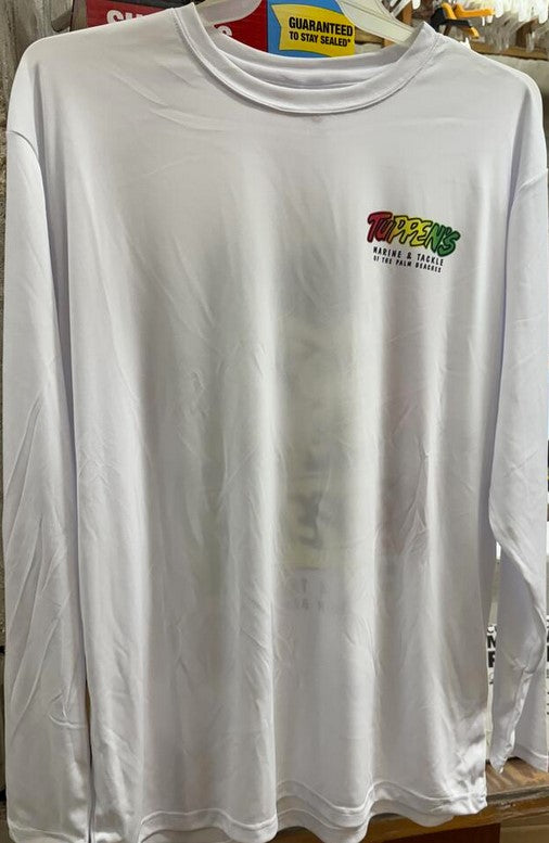 Tuppen's Rasta Sailfish Long Sleeve Performance White T-Shirt 50 SPF