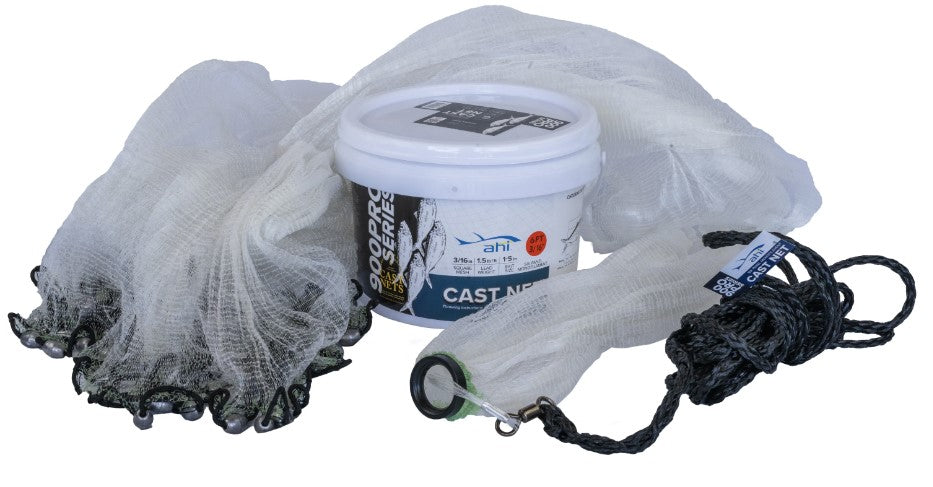 Ahi 900 Pro Series 6 Panel Cast Net 8 ft - Clear Mono 3/16" Mesh Ahi 900 Pro Series 6 Panel Cast Net 8 ft - Clear Mono 3/16" Mesh