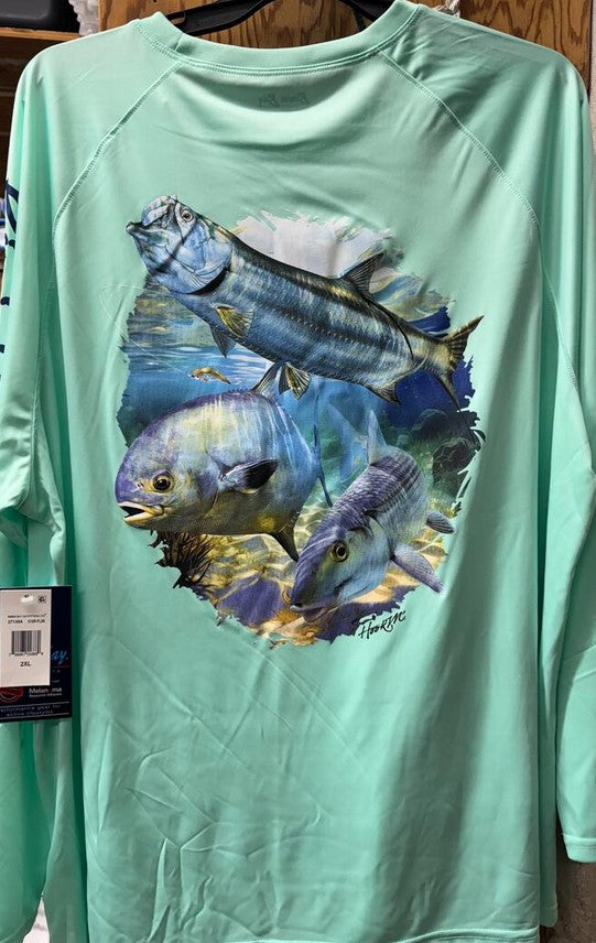 Bimini Bay Hook M' Performance Ice Green Long Sleeve Flats Slam 5