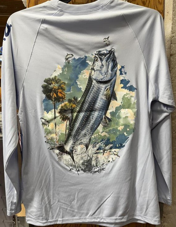 Bimini Bay Hook M' Performance Cool Grey Long Sleeve Flying Tarpon 3