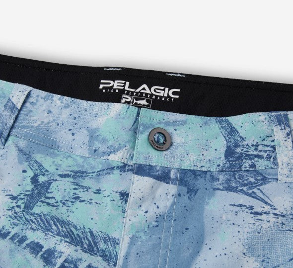 Pelagic Men's Madeira Cargo Shorts 20" Open Seas Camo Blue