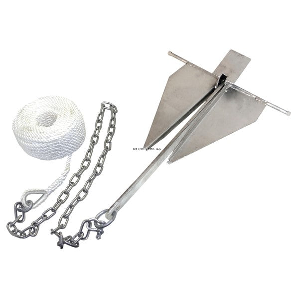 Shoreline Marine SL50986 Fluke Anchor Kit, #8 Galvanized 9lb, 3/8" X 100' Nylon Rope w/galv. Thimble, 5/16" X 6' Galv. Chain w/2pcs 5/16" shackle