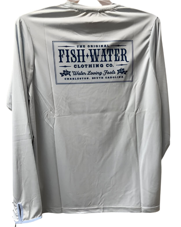 Fish Water Clothing Sun Shirt Long Sleeve Hibiscus Logo Illusion Blue