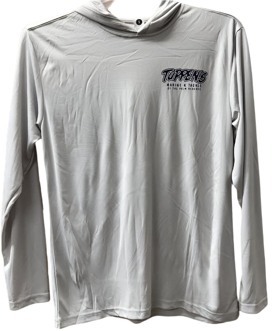 Tuppen's Silver Grey Sailfish Hooded Performance Long Sleeve T-Shirt Hoodie